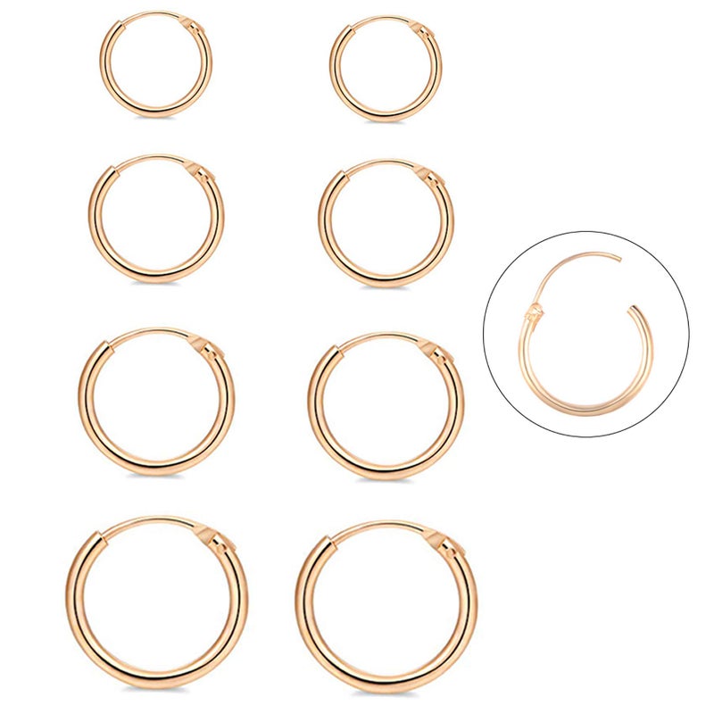 EPIRORA EPIRPRA Silver Hoop Earrings- Cartilage Earring Small Hoop Earrings for Women Men,4 Pairs of Hypoallergenic 925 Sterling Silver Tragus Earrings(Gold,8mm/10mm/12mm/14mm) - Image 1